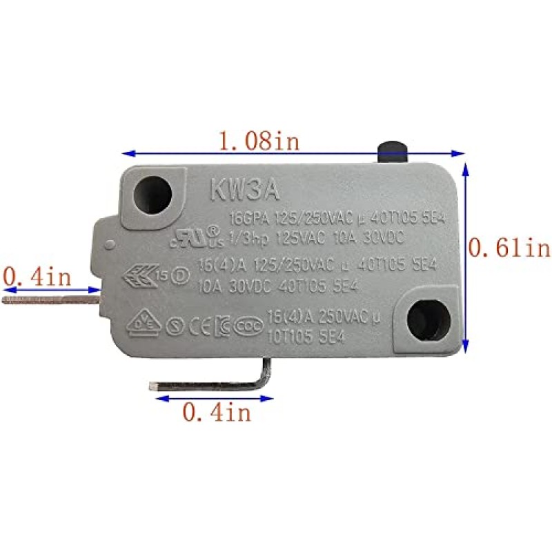 KW3A 전자레인지 도어 스위치 16A 125/250V 도어 인터록(2개는 일반적으로 열림, 2개는 일반적으로 닫힘)