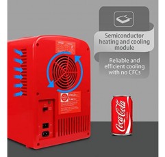 코카콜라 클래식 콜라병 4L 미니 냉장고(12V DC 및 110V AC 코드 포함), 6캔 휴대용 쿨러, 스낵용 개인 여행용 냉장고, 점심 음료수 화장품, 책상 홈 오피스 기숙사, 빨간색