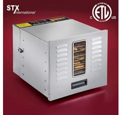 STX International STX-DEH-1200W-XLS Dehydra 상업용 스테인레스 스틸 디지털 식품 탈수기 - 트레이 10개 - 1200와트 - 화씨 165도 - 15시간 타이머가 있는 육포 안전