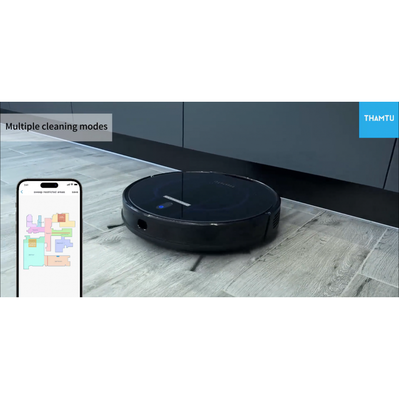 청소 기능, LIDAR 내비게이션, 3500Pa Sunction을 갖춘 Thamtu T21 MAX 로봇 진공은 장애물을 자동으로 감지하고 피하며 애완동물 털과 카펫 먼지에 이상적입니다.