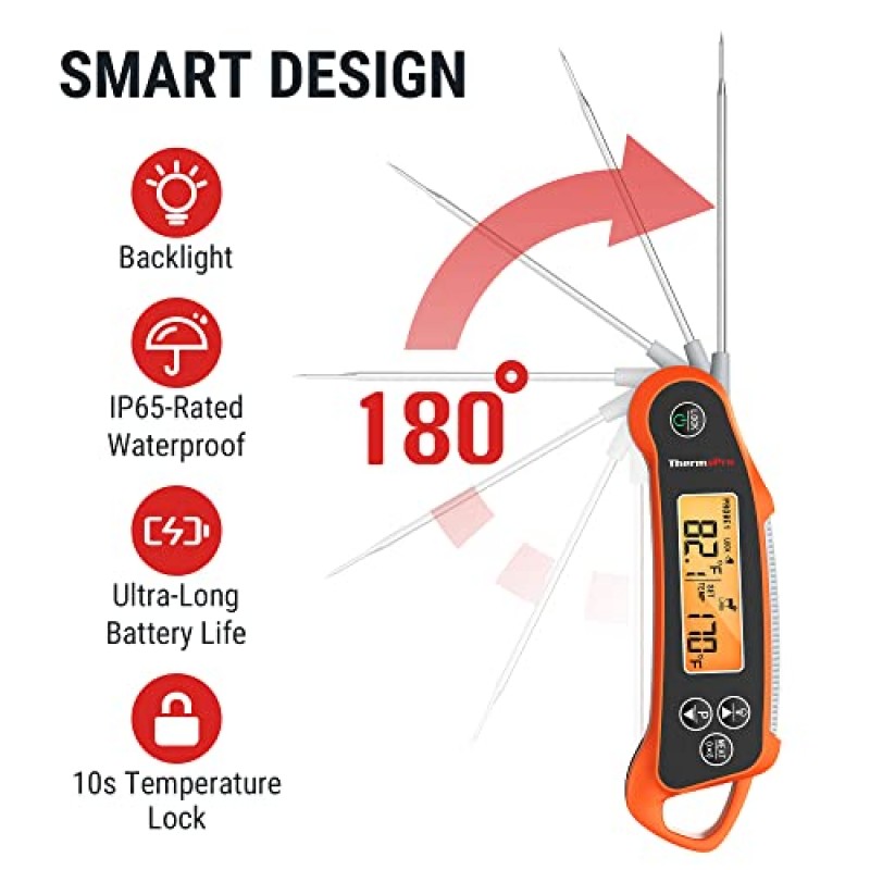 ThermoPro TP710 즉시 읽기 육류 온도계 요리용 디지털, 오븐, 그릴링, 흡연자 및 바베큐용 이중 프로브 및 이중 온도 디스플레이를 갖춘 2-in-1 방수 주방 식품 온도계