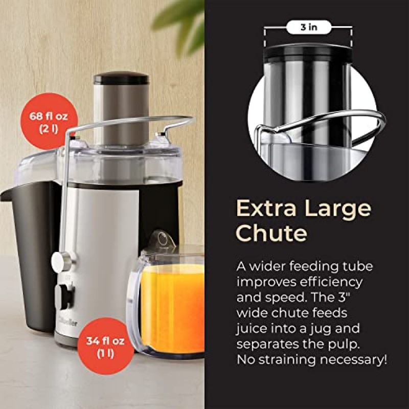 Mueller Juicer Ultra Power, Easy Clean Extractor Press 원심 분리형 주스 기계, 전체 과일 야채용 와이드 3