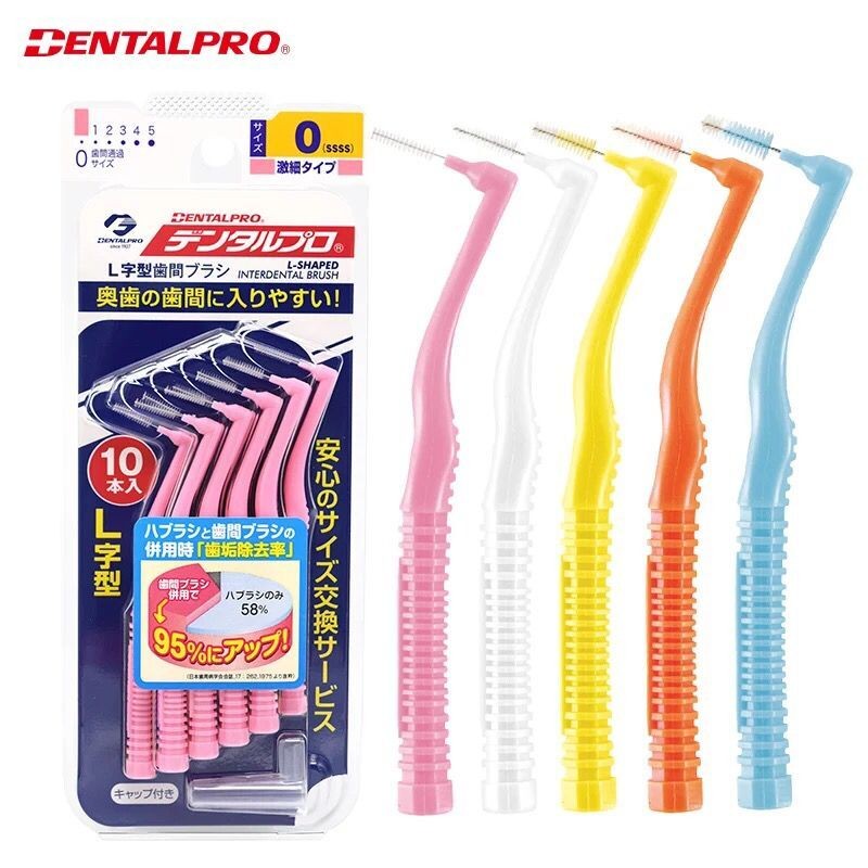일본산 DENTALPRO 치간 칫솔질 브러쉬 10개, 휴대용 상자 포함