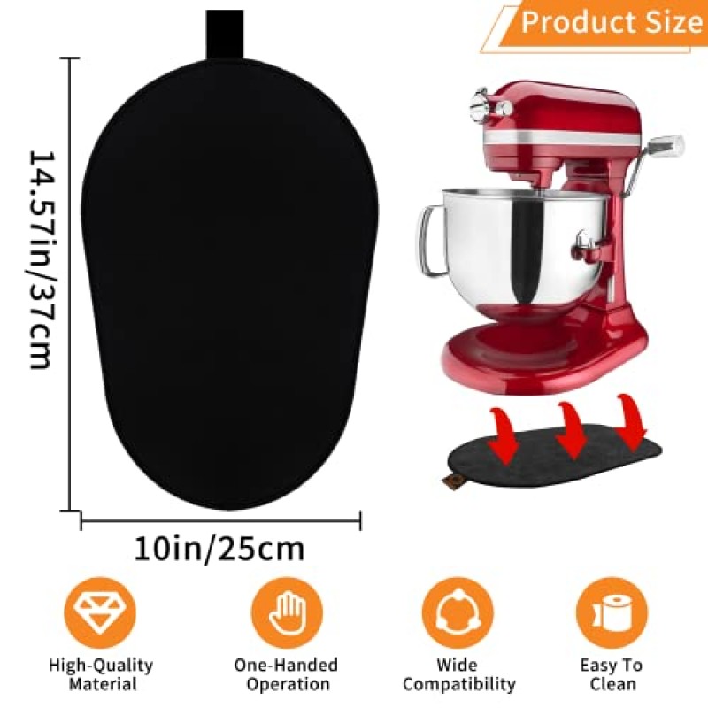 Kitchenaid 믹서용 Owowong 슬라이딩 매트, 5-8 Qt 보울 리프트 스탠드 믹서용 Mover 슬라이더 매트 패드, 회색 코드 정리기가 있는 Professional 600 스탠드 믹서와 호환되는 주방 기기 슬라이더 매트