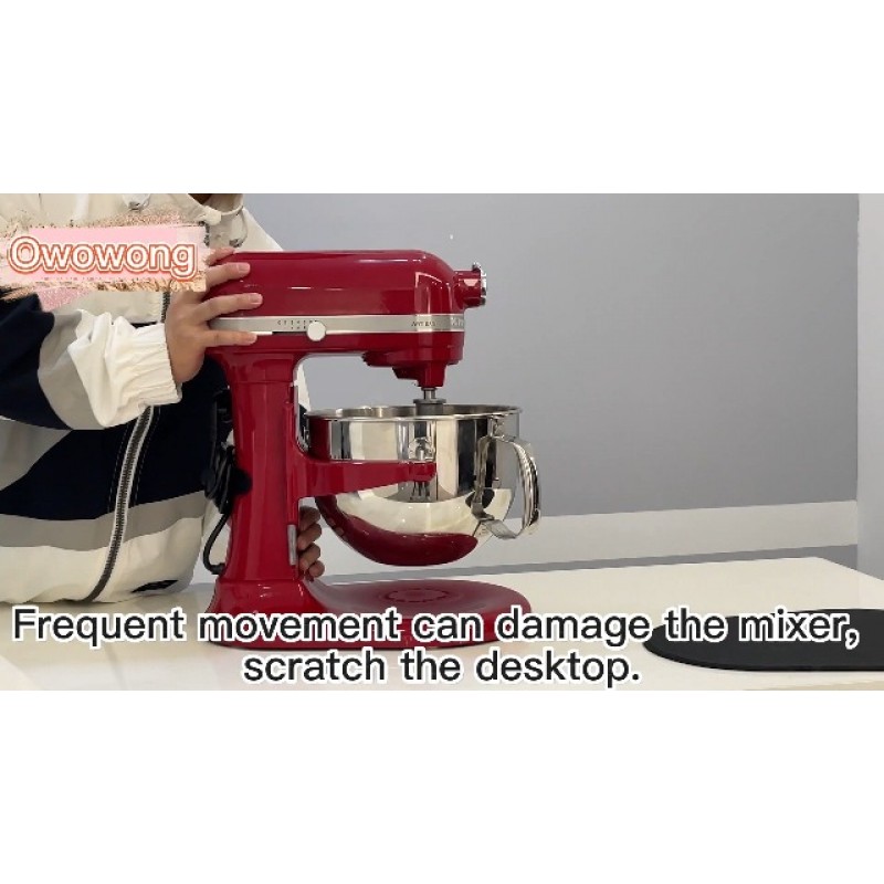 Kitchenaid 믹서용 Owowong 슬라이딩 매트, 5-8 Qt 보울 리프트 스탠드 믹서용 Mover 슬라이더 매트 패드, 회색 코드 정리기가 있는 Professional 600 스탠드 믹서와 호환되는 주방 기기 슬라이더 매트