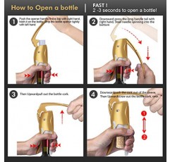 Catgod 스틸 컴팩트 와인 오프너, 스테인레스 스틸 와인 오프너 포일 커터 및 추가 나선형 (골드)이 포함된 기존 수직 코르크 따개 와인 오프너