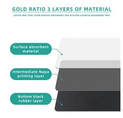 IEEDFJKK 커피 매트 주방 카운터 흡수성 매트, 접시 건조 매트용 얼룩 뒷받침 흡수제 숨기기 커피 머신 아래에 맞는 커피 바 액세서리 커피 포트 기기 매트(대리석 회색, 12