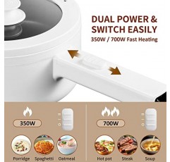 EKNOSRI 전기 냄비, 1.8L 붙지 않는 소테 팬, 다기능 급속 국수 밥솥, 스테이크용 미니 냄비, 파스타, 샤브샤브, 계란, 라면, 오트밀, 과열 방지 수프