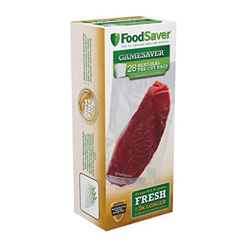 밀폐된 식품 보관 및 수비드용 FoodSaver 진공 밀봉 가방, 1쿼트 프리컷 백(44개) 및 FoodSaver 1갤런 GameSaver 열 밀봉 프리컷 백, 28개