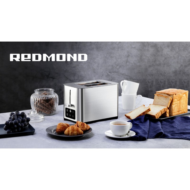 REDMOND 2단 토스터, 풀 터치 스크린 LED 디스플레이 스테인리스 스틸 토스터, 6가지 빵 갓 브라우닝 설정, 베이글/재가열/해동/취소