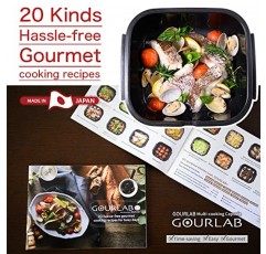 GOURLAB+ 전자레인지 조리기구 6 in 1 연중무휴 조리기구 냉동고 및 오븐 안전, 일본식 밥솥, 라면 전자레인지 찜기 전자레인지 베이컨 밥솥(검은색) - Made in Japan