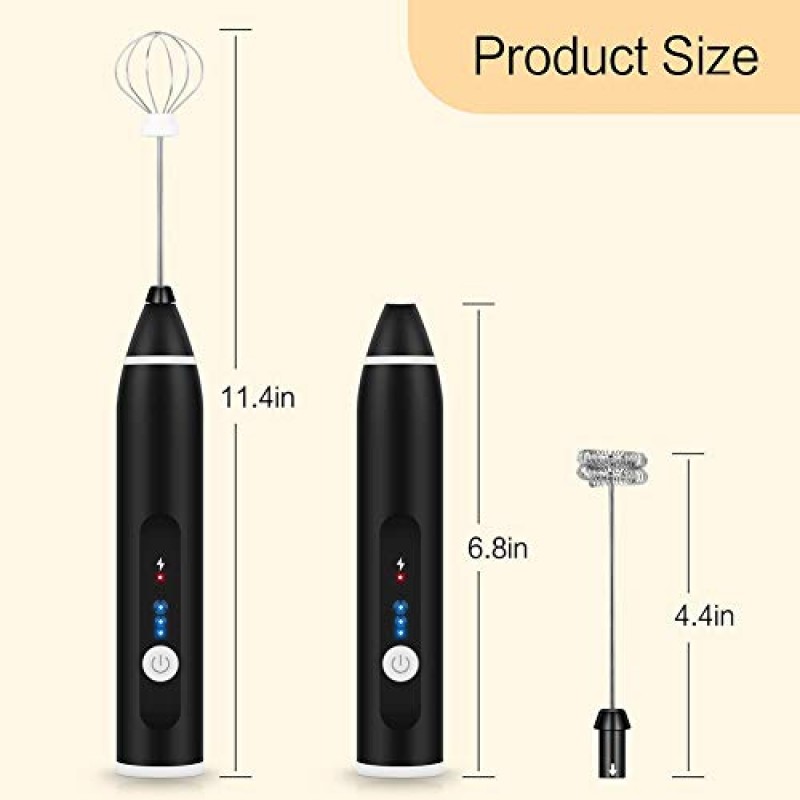 GLOGLOW 전기 우유 Frothe 계란 비터 USB 충전 믹서 3 속도 설정 음료 교반기 커피 털 거품 제조기 우유 라떼