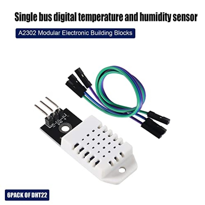 Diitao 6PCS DHT22/AM2302 디지털 온도 및 습도 센서 모듈 온도 습도 모니터 센서 Arduino 전자 연습 용 케이블로 SHT11 SHT15 3 핀 모듈 교체 DIY