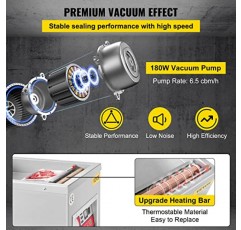 VEVOR 챔버 진공 실러, DZ-260A 6.5m3/h 펌프 속도, 자동 제어로 우수한 밀봉 효과, 신선한 고기용 110V 주방 포장 기계, 과일 보호기, 가정용, 상업용