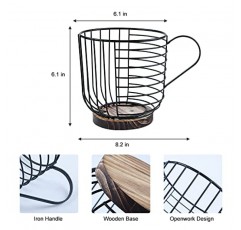 Storcfe 커피 포드 홀더 검정색, 목재 베이스가 있는 조리대용 대용량 와이어 Kup 보관 홀더, Keurig Kcup 보관 및 에스프레소 캡슐 홀더용 커피 포드 주최자, 커피 포드 보관