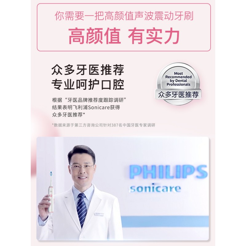 필립스 전동 칫솔 HX3226 성인용 부드러운 칫솔모 휴대용 지능형 완전 자동 음파 충전 커플 세트