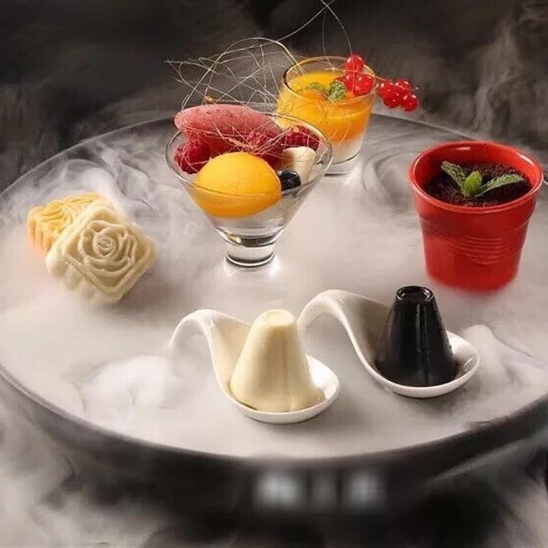 창작식기, 예술적인 컨셉, 드라이아이스 식기, 드라이아이스 접시, 분자요리 접시, 원형 콤비 접시, 냉접시 접시