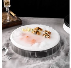 크리 에이 티브 매트 세라믹 라운드 드라이 아이스 스토브 호텔 레스토랑 예술 요리 프리젠 테이션 해산물 사시미 접시 특별 차가운 접시 접시