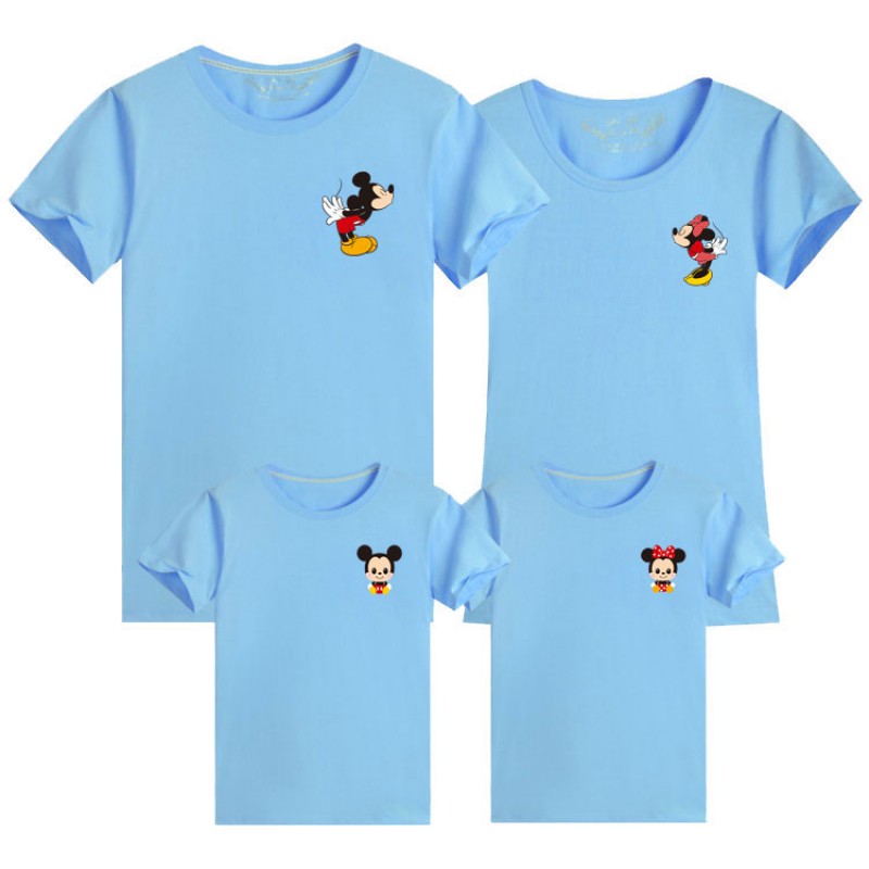 3~4인 가족을 위한 부모자식 반팔 미키 스몰 라벨 패밀리웨어, 패셔너블한 운동복 클래스 유니폼, 엄마와 딸 티셔츠, 트렌디함