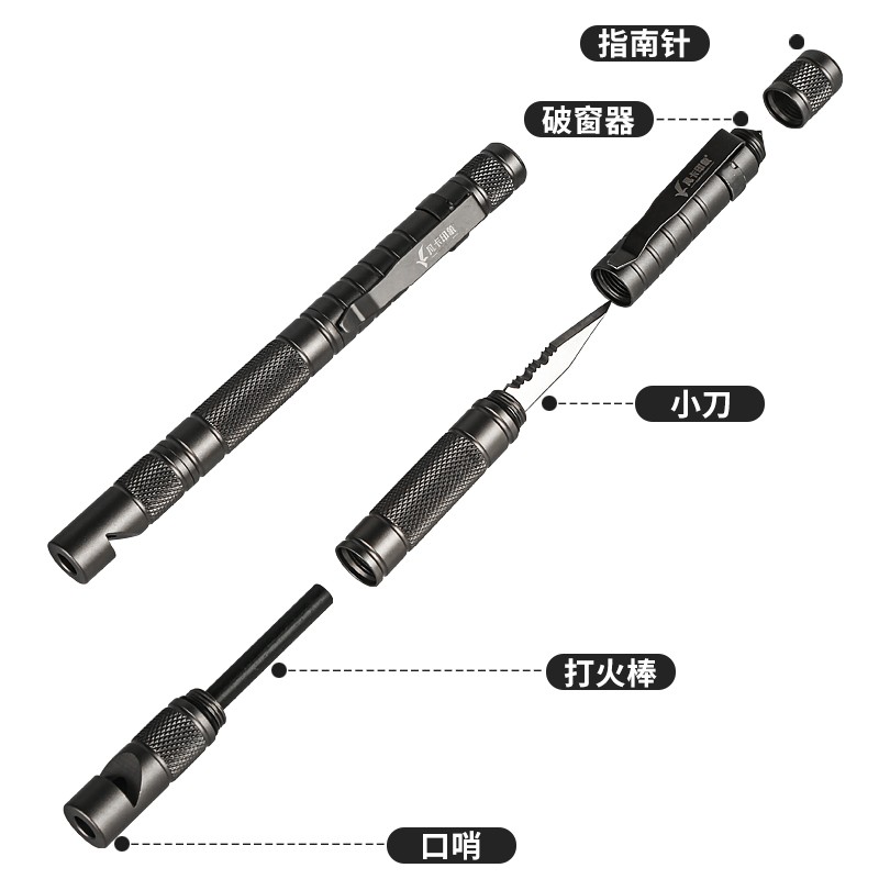 다기능 전술 펜, 휴대용 늑대 퇴치 무기, 부싯돌과 강철, 소녀들을 위한 호신용품, 야외 생존자를 위한 장비