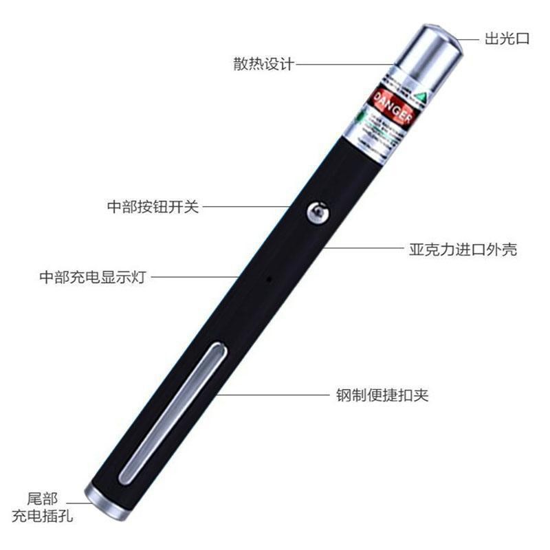 레이저 펜 USB 직접 충전식 손전등 레이저 빛 녹색 빛 오로라 영업소 빨간색 표시등 표시기 적외선