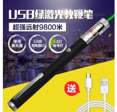 휴대용 USB 충전식 레이저 손전등 녹색 빛 장거리 모래 테이블 음성 표시기 펜 포인터 펜 판매 펜 녹색 외부 라인