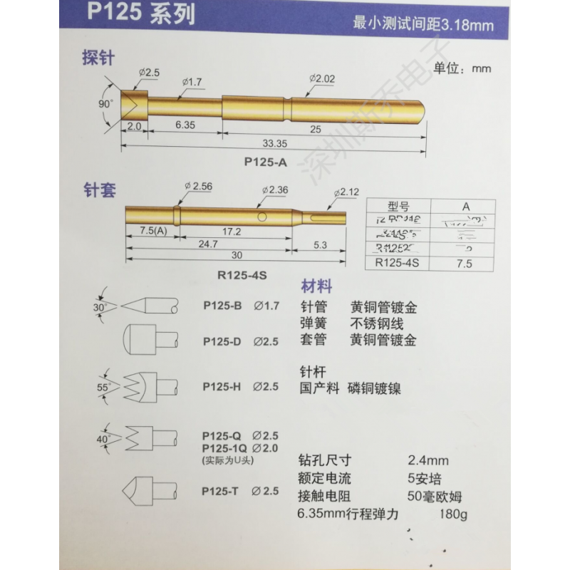 Sjo 전자 프로브 PA125-H 테스트 바늘 9개 치아 2.0 금도금 9개 발톱 매화 머리 테스트 PA125-H