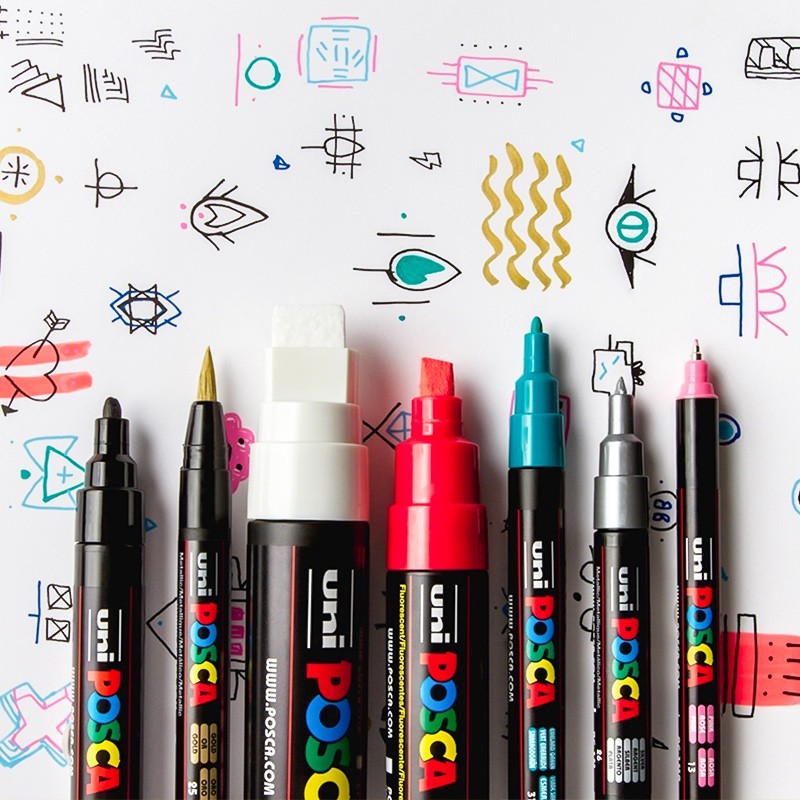 일본 UNI 미쓰비시 POSCA 마커 펜 PC-8K 손으로 그린 ​​만화 그림 POP 포스터 광고 펜 둥근 머리 수성 대형 헤드 펜 미쓰비시 다목적 마커 아크릴 마커 펜