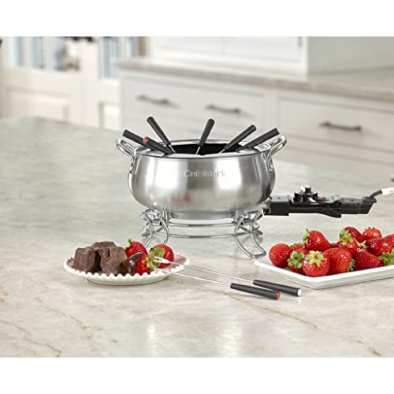 Cuisinart 퐁듀 냄비, 3쿼트, 초콜릿, 치즈, 국물, 오일, 스테인레스 스틸, CFO-3SSP1