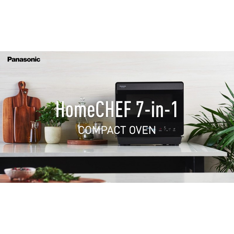 Panasonic HomeChef 7-in-1 소형 오븐, 대류 베이킹, 에어프라이어, 스팀, 슬로우 쿡, 발효, 1200와트, 7cuft, Easy Clean 내부 포함 - NU-SC180B(블랙)