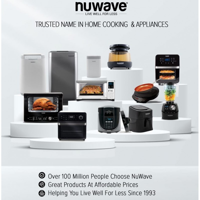 Nuwave 모자이크 인덕션 웍, 5°F에서 100°F ~ 575°F의 정확한 온도 제어, Wok Hei, 복합 탄화 아로마 및 맛 주입, 3와트 600, 900 및 1500, 정통 14인치 탄소강 웍 포함