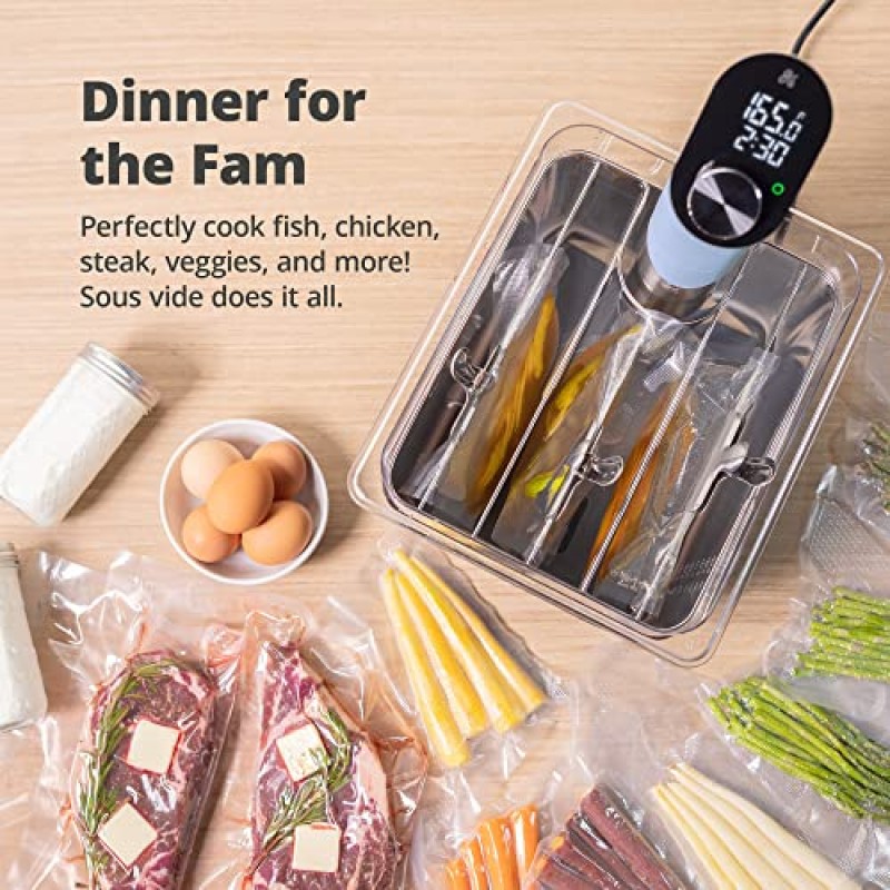 Greater Goods Kitchen Sous Vide - 1100W의 강력한 정밀 조리 기계, 브러시리스 모터를 갖춘 매우 조용한 침수 순환기(스톤 블루)