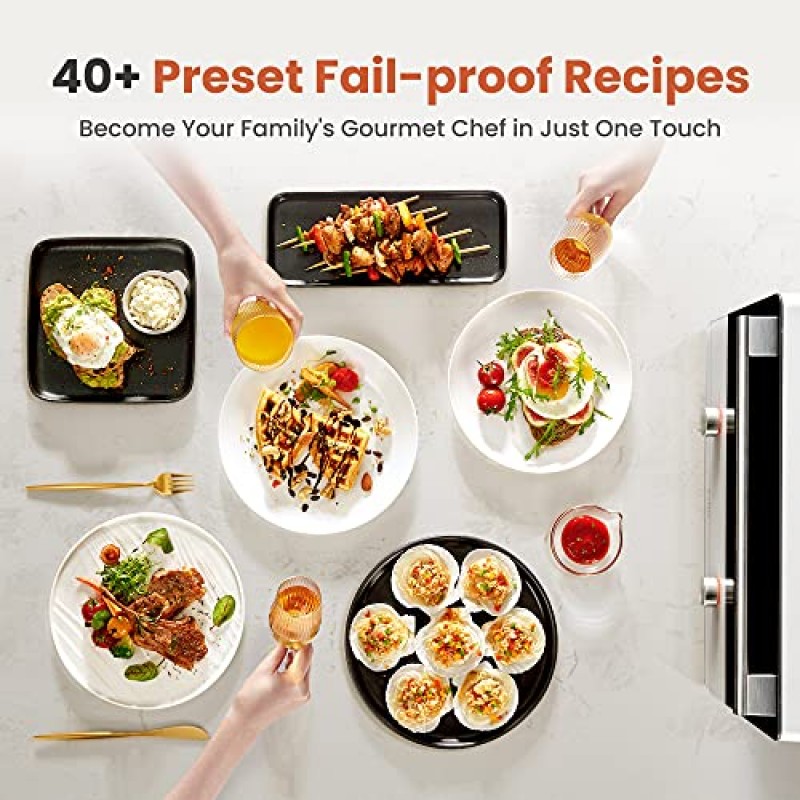 FOTILE ChefCubii 4-in-1 조리대 대류 스팀 콤비 오븐 에어 프라이어 탈수기, 온도 조절 기능, 40가지 사전 설정 메뉴 및 스팀 자체 청소, 1 CFT