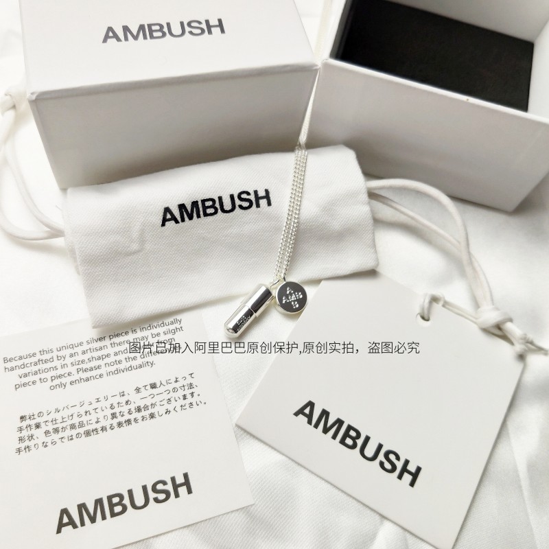 재고 있음 AMBUSH 알약 캡슐 목걸이 925 스털링 실버 힙합 트렌디 브랜드 남성과 여성 같은 스타일 쇄골 스웨터 체인