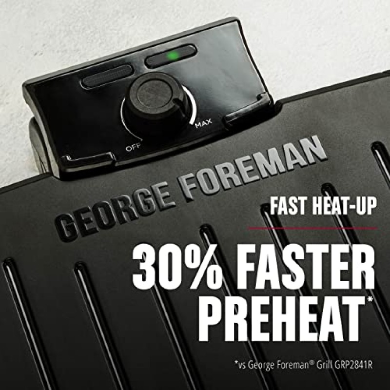 GEORGE FOREMAN® Contact Submersible™ 그릴, 5인용 그릴 - 온도 조절 가능, 블랙 플레이트, 그릴 전체 세척