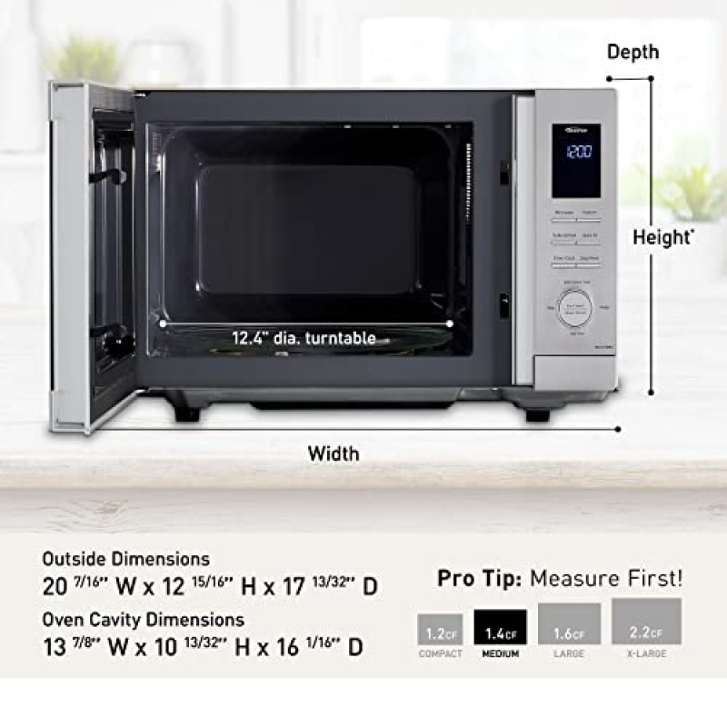 Panasonic NN-SV79MS 1.4cu.ft 스마트 인버터는 Alexa 조리대 전자레인지와 함께 작동합니다. 1200와트 전력, Genius 센서 요리, 스테인리스 스틸