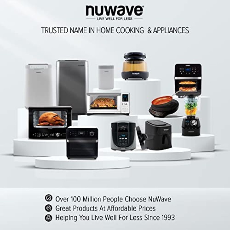 Nuwave Bravo XL 에어 프라이어 토스터 오븐, 12-in-1 조리대 대류, 30-QT 용량, 통합 온도 프로브, 50°-500°F 온도 조절 장치, 브러시드 스테인리스 스틸 외관(새 제품)