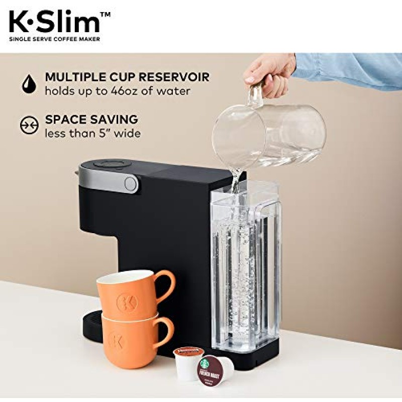 Keurig K- 슬림 싱글 서브 K-컵 포드 커피 메이커, 멀티스트림 기술, 블랙