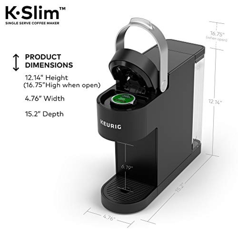 Keurig K- 슬림 싱글 서브 K-컵 포드 커피 메이커, 멀티스트림 기술, 블랙