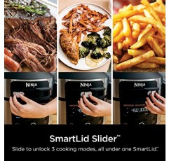 닌자 OL501 푸디 6.5Qt. SmartLid가 포함된 압력솥 스팀 프라이어, 공기 튀김, 베이킹 등이 가능한 14-in-1, 2단 용량 및 4.6Qt. 크리스프 플레이트, 실버/블랙(리뉴얼)