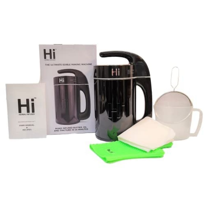 Herbal Infuser Hi 조리대 식물성 버터 제조기, 팅크 및 오일 주입기 기계, 측정 컵이 포함된 주입 기계, 장갑, 여과기, 유기농 허브 필터 백 및 레시피 북 포함(패키지)