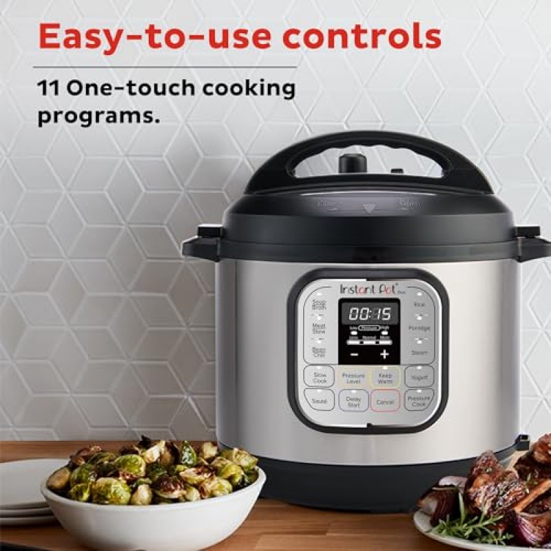 Instant Pot Duo 7-in-1 미니 전기 압력 밥솥, 슬로우 쿠커, 밥솥, 찜기, 소테, 요구르트 제조기, 보온기 및 살균기, 1900개 이상의 레시피가 포함된 무료 앱 포함, 스테인리스 스틸, 3쿼트