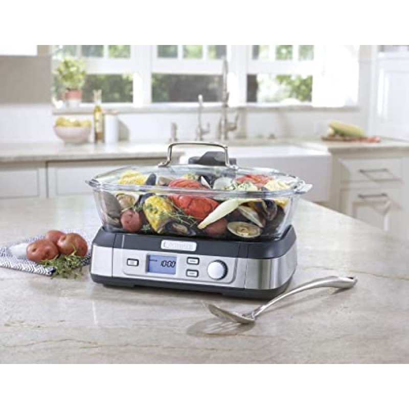 Cuisinart STM-1000 Cook Fresh 디지털 유리 스티머, 단일 사이즈, 스테인리스 스틸