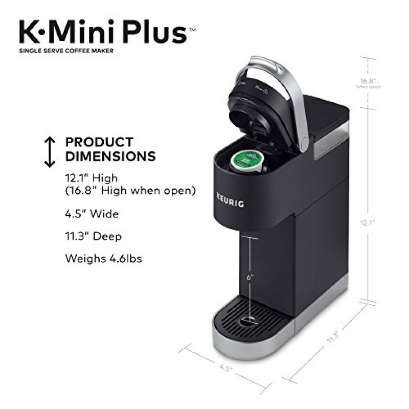 Keurig K-Mini Plus 1인용 K-Cup 포드 커피 메이커, 블랙