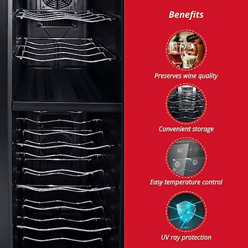 코블렌츠 18병 프리 스탠딩 싱글 존 냉장고 및 냉각기 와인 쿨러, 블랙