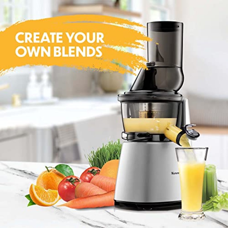 Kuvings Whole Slow Juicer Elite C7000S - 고영양분 및 비타민, BPA 무첨가 성분, 세척 용이, 초효율 240W, 60RPM-실버, 25