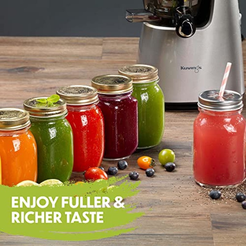 Kuvings Whole Slow Juicer Elite C7000S - 고영양분 및 비타민, BPA 무첨가 성분, 세척 용이, 초효율 240W, 60RPM-실버, 25