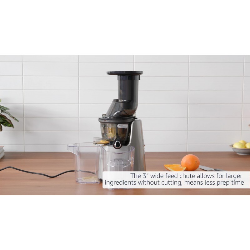 Kuvings Whole Slow Juicer Elite C7000S - 고영양분 및 비타민, BPA 무첨가 성분, 세척 용이, 초효율 240W, 60RPM-실버, 25