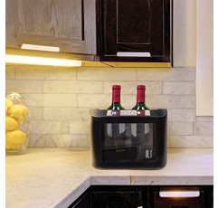 Vinotemp IL-OW002 냉각기 냉장고(개방형 조리대 독립형 디자인 온도 조절 가능 전기 와인 쿨러, 2병, 검정색)