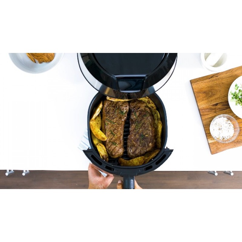 T-fal Easy Fry XXL 에어 프라이어 & 그릴 콤보, 원터치 스크린, 8가지 사전 설정 프로그램, 5.9쿼트, 블랙 & 스테인레스 스틸